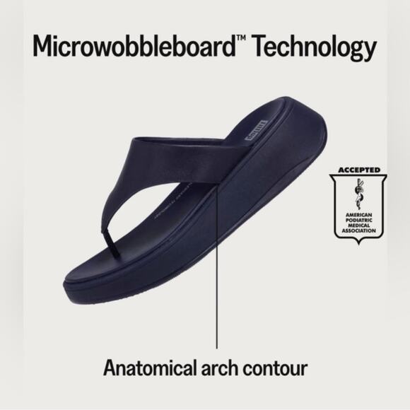 EUC Fitflop F-Mode Leather Flatform Toe-Post Sandals black platform thong - Picture 6 of 14